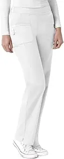 [WonderWink] Women's Petite-Plus-Size Next Plus Madison Elastic Waist Women's Scrub Pant, Petite, White, 4X-Large