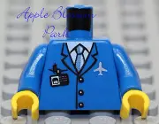 NEW Lego Male BLUE SUIT MINIFIG TORSO - Pilot Jacket w/White Shirt Tie & Badge