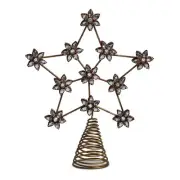 Acrylic Jeweled Flower Star 10.5 in. Gold Iron Coil Base Christmas Tree Topper