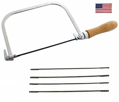 US SHIP 5" Coping / Fret Saw Wood Handle Steel Metal Frame + 5 Blades HO