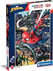 [Clementoni] 29782 Spiderman Supercolour Marvel Spiderman 180 Pieces Children 7 Years Cartoon Superhero Puzzle Made in Italy Multicoloured
