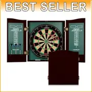 Dartboard and Stylish Cabinet Set - Includes 6 Steel Tip Darts & Scoreboards