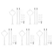 5 Set Cake Tray Stand Handle Plate Hardware Fitting, 3-Tiers Crown White