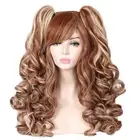 Long Curly Multi-Color Cosplay Wig with 2 PonytailsBrown with Blonde