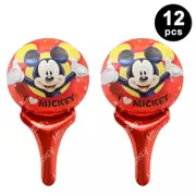 12pcs Mickey Mouse Hand-Held Foil Balloon Set Kids Birthday Party Favours