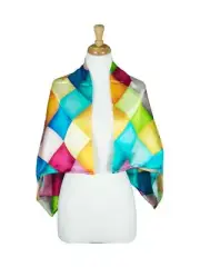 Diamond Mulberry Satin Silk Stole Women Square Scarf