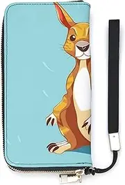 [YHEGBFD] Leather Purse,Cartoon Kangaroo Zoo Print Womens Wallet,travel Wallet,wrist Strap Long Purse,leather Zip Around Wallet, style, 20x10.5cm, Modern, Style, 20x10.5cm, Modern