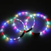 2 X Yes4pets Small 40cm Led Safety Pet Dog Collar Dog Usb Rechargeable Glow Flashing Light