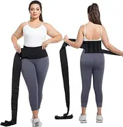 Waist Trainer for Women Plus Size 2025 Upgrade Adjust Stomach Bandage Wrap Waist Band Long Torso Tummy Wraps Belly Body Shaper Waist Trimmer Belt Black, Black, One Size