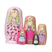 5 Pieces Cute Nesting Dolls Matryoshka Doll Russian Handmade Wooden Dolls