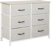 LEVEDE Chest of 6 Drawers, Tallboy Storage Cabinet, Fabric Tower Dresser Organizer Clothes Toys Storage Unit, Home Furniture for Bedroom, Living Room, Hallway, Office (Beige)