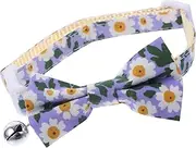 Cute Bow Tie Cat Collar with Bell Adjustable Kitten Collar for Cats Dogs Safe Breathable Material for Parties Festivals Adorable Pet Accessory Daisy