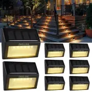 8 Packs Outdoor Solar Deck Lights, LED Step Lights Waterproof Warm White Auto...