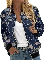 [Generic] Trench Coat Women Daily Jackets Lightweight Zip Up Jacket Floral Print Coat Stand Collar Short Sports Outwear Sweater Dress Set