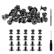 30 Pcs Round Head Button Studs 9mm Leather Punch Screwdriver, Black