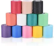 uxcell 12 Pack Foam Sports Pre-Wrap Athletic Tape Sports Elastic Wrap 10 Yard Breathable Bandage Rolls Tennis Racquet Grip Tape Cushion Wrap for Hair Ankles Wrist, 12 Colors