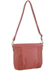 [PIERRE CARDIN] Leather Embossed Crossbody Bag in Marsala