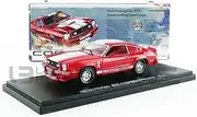 1978 Ford Mustang II Cobra II Red with White Stripes and Red Interior 1/43 Diecast Model Car by Greenlight 86337