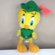 Vintage 90s Looney Tunes Tweety Bird Plush Robin Hood 19" Warner Bros Stuffed