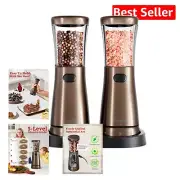 Electric Salt and Pepper Grinder Set with 4.5 oz Capacity & Stylish Storage Base