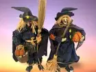 Department 56 Halloween Set 2 Witch Scarecrow Retired 14" Doll Amazing DETAILS