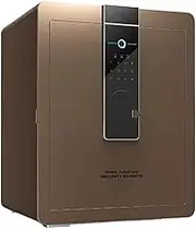 Electronic Safe Deposit Box Digital Password & Fingerprint Safe Box Unlock For Store Money Jewelry Documents(B Gold)