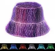 LED Hat Rave Bucket Hat, Light up Crazy Hat 7 Colors Party Hat, Glow in The Dark Party Hat USB Rechargeable Festival Gear