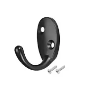 Wall Mounted Hook Robe Hooks Single Coat Hanger Hanging, Zinc Alloy, Black