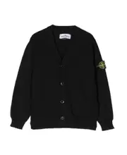 logo-patch knitted cardigan 10Y black
