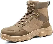 [Asiman] Steel Toe Boots for Men Women Indestructible Safety Work Shoes Breathable Lightweight High Top Steel Toe Safety Shoes Slip Resistant Construction Work Boots