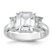 Silver Emerald-cut CZ 3-stone Ring QR6957