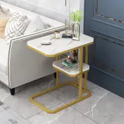 Square Side Table,2-Tier Sturdy C Shaped End with Storage Narrow Side Table for Living Room Bedroom