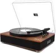 Record Player Turntable with Built-In Speakers and USB Pla...（Mahogany Wood）
