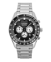 Citizen Eco-Drive Chronograph Tachymeter Stainless Steel Black Dial CA4674-58E 100M Men's Watch