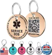 MYLUCKYTAG QR Code Service Dog Tag - Pet Online Profile - Scan QR Receive Ins