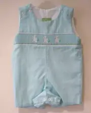 NWT Classic Whimsy Smocked Bunnies Jon Jon / Shortall Boy's Size 6 Months