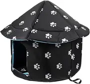 ifundom Cozy Weatherproof Cat House Comfortable Plush Dog Sleeping Bed Removable Washable Insulated Pet Shelter for Indoor Use for Cats Dogs Paw Design