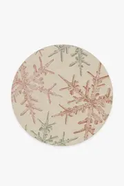185' Round | Machine Washable Runner Rug | Kid & Pet Friendly | Indoor Rug | Snowflake Creme Rug | Ruggable