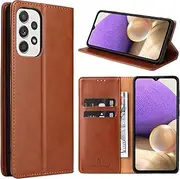 [GoshukunTech] Case for Galaxy A73 5G,for Samsung Galaxy A73 5G Wallet Cover,6.5 inch,Magnetic Wallet Case Leather Flip Folio Cover with Card Slots-Light Brown