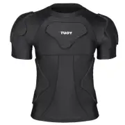 Football Padded Compression Shirt Men Chest Rib Protector Shoulder Back for A...