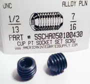1/2-13x7/16 Hex Socket Set Screws Cup Point Alloy Steel (5)