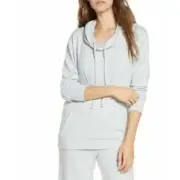 Nordstrom Drawstring Funnel Neck Modal Bl Pullover Sweatshirt Blue Pearl Small