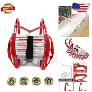 Tangle-Free Fire Escape Ladder 25ft, 15 Steps, Aluminum, Ideal for Home Safety