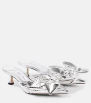 [Jimmy Choo] Jimmy Choo Staz 50 metallic leather mules AU 5 silver