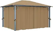 VRAXO Gazebo with Curtain 400x300 cm Taupe Aluminium -45.2KG,313894