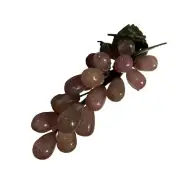 Vintage Rose Quartz Grapes with Jade Leaves