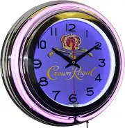 Crown Royal Sign 15" Purple Double Neon Clock Man Cave Game Room