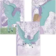 ALLEOVS® Posters - Girl and Pegasus - Set of 3 - Unicorn Children's Posters for Nursery Baby Room - Decorative Poster for Decoration with Pegasus Motifs, Boys & Girls, Art Print A4 (AL4)