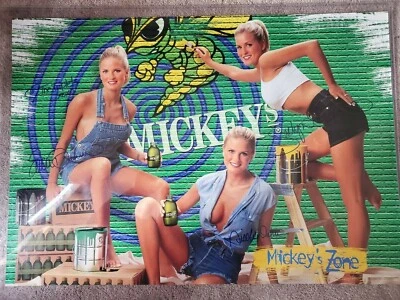 Vintage 1999 Mickey's Malt Liquor 19"x27" Poster Autographed by Dahm Triplets #1