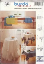 Burda 1983 Sewing Pattern, Table Linens, Uncut, Factory Folded